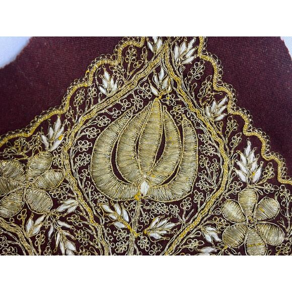 18th Century Embroidered Zardozi Gold Thread Tapestry India Wall Hanging - Picture 2 of 8